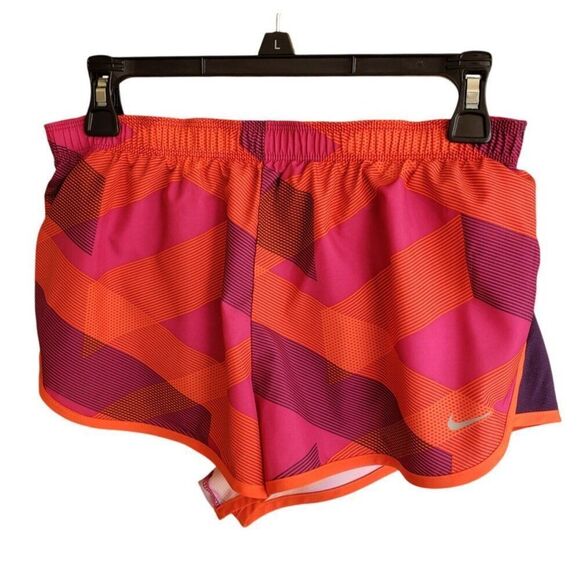 Nike Womens Dri-Fit Running Shorts S Pink & Orange Geometric Athletic Sportswear - Picture 2 of 6
